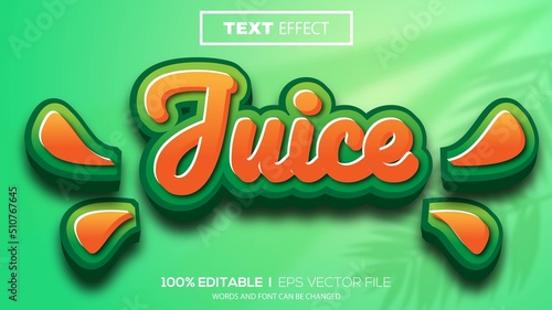 3d editable text effect juice theme premium vector
