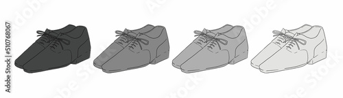 グレーの革靴のイラストセット