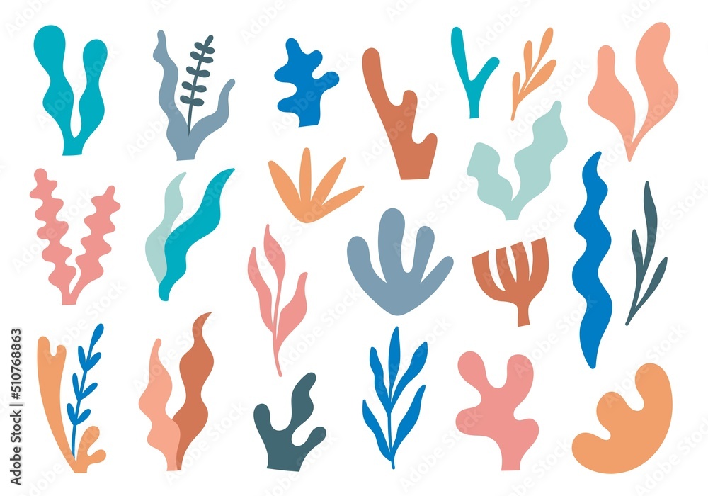 Abstract Seaweed Shape Aesthetic Element Vector Illustration