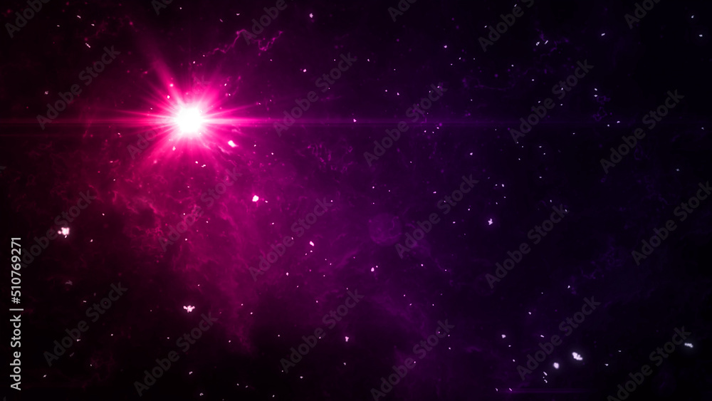 Fototapeta premium 宇宙 銀河 星雲 ライト パーティクル 星屑 星 キラキラ 幻想的 カラフル