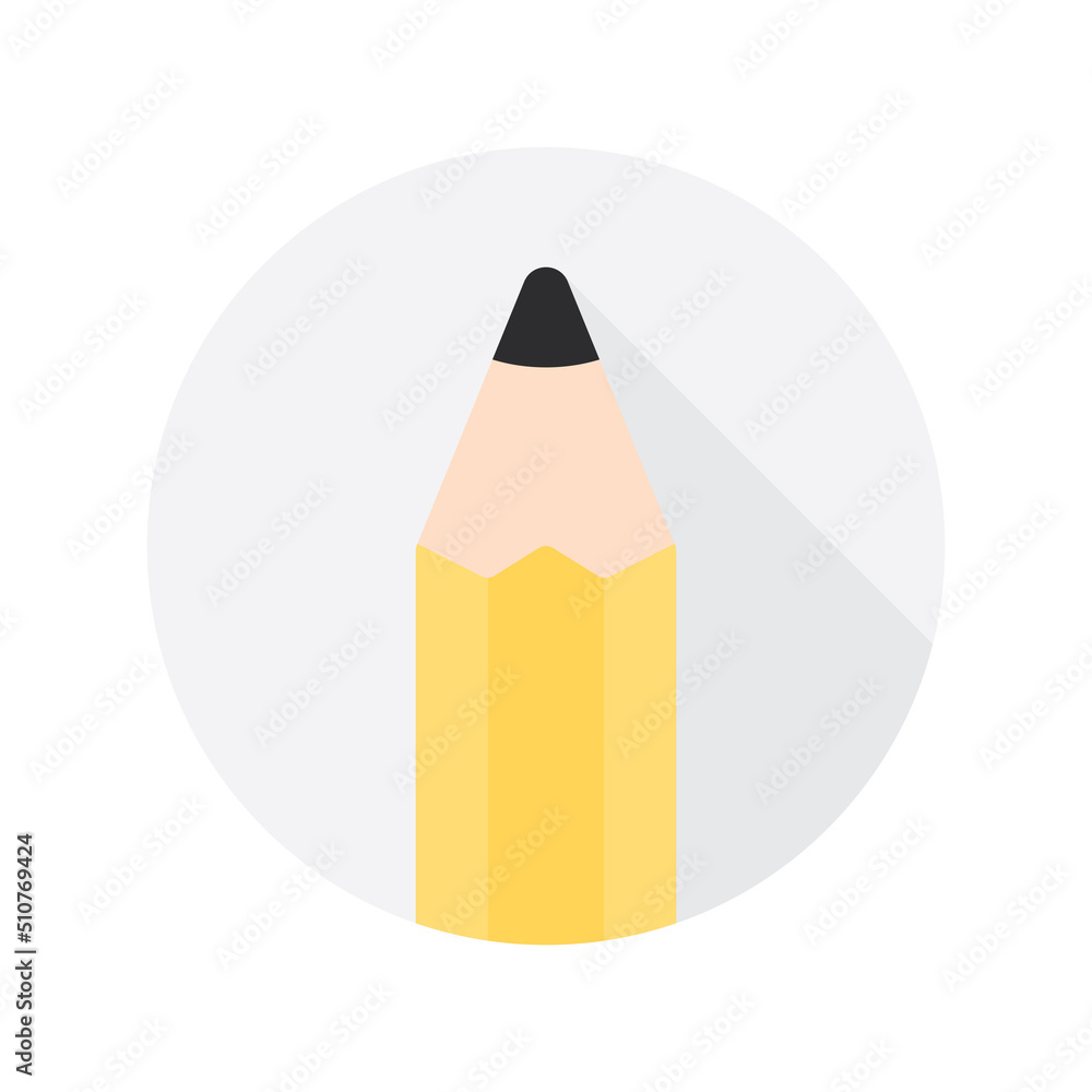 Fototapeta premium Yellow pencil icon. Flat vector illustration.
