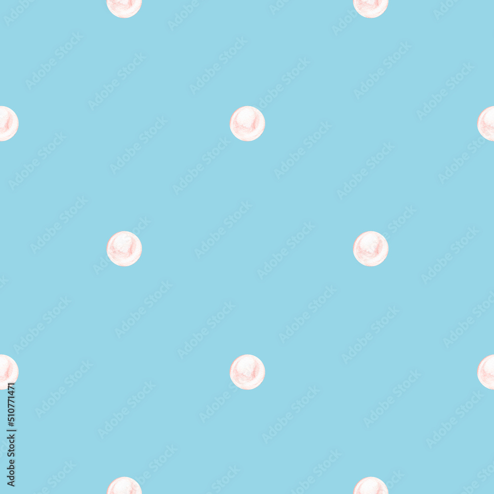Seamless Pearl pattern. Watercolor illustration. Isolated on a blue background. Seamless Pearl pattern. Watercolor illustration. Isolated on a blue background.