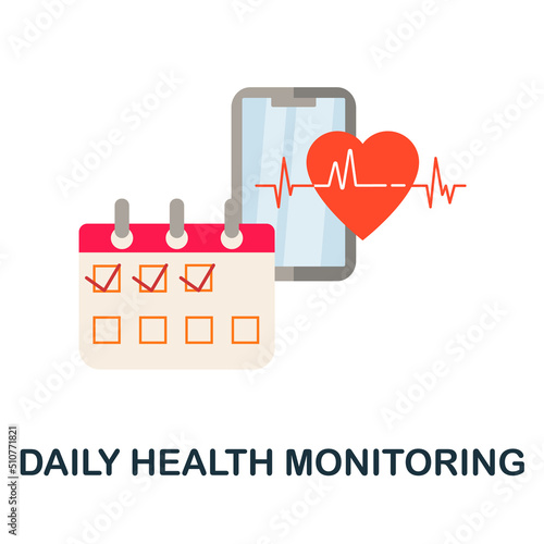Daily Health Monitoring flat icon. Colored element sign from online medicine collection. Flat Daily Health Monitoring icon sign for web design, infographics and more.