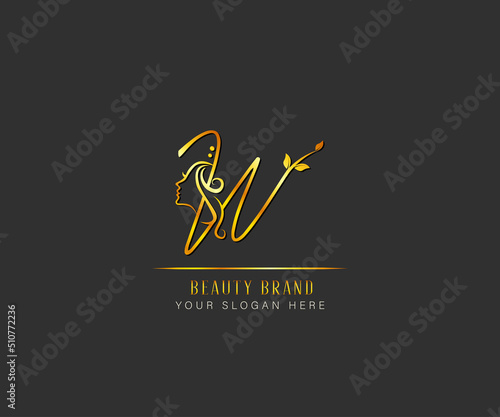 elegant beauty and spa treatment letter W logo. letter W luxury beauty face logo. logo template for beaauty spa and treatment