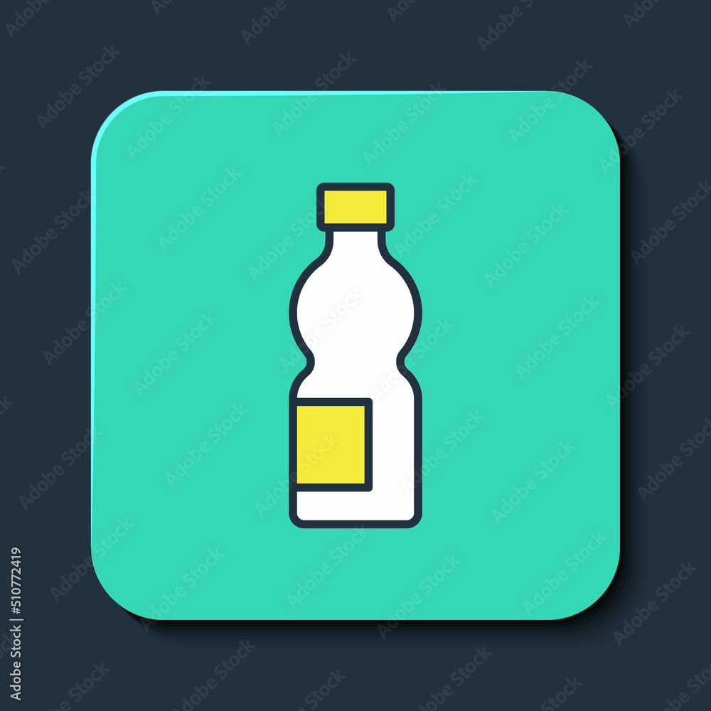 Filled outline Bottle of water icon isolated on blue background. Soda aqua drink sign. Turquoise square button. Vector Filled outline Bottle of water icon isolated on blue background. Soda aqua drink sign. Turquoise square button. Vector