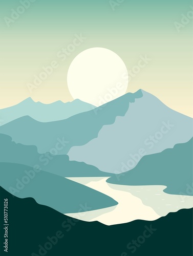 Canvas Print landscape with mountains and sea
