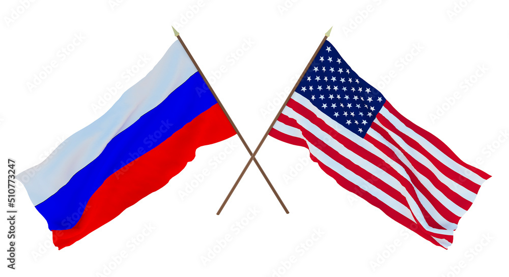 Background for designers, illustrators. National Independence Day. Flags Russia and United States of America. USA Background for designers, illustrators. National Independence Day. Flags Russia and United States of America. USA