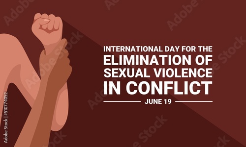 Vector illustration, Man's hand holding woman's hand for rape and sexual harassment. as a banner or poster, International Day for the Elimination of Sexual Violence in Conflict. photo