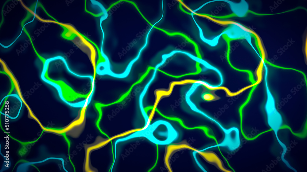 Abstract blue, yellow and green wavy background