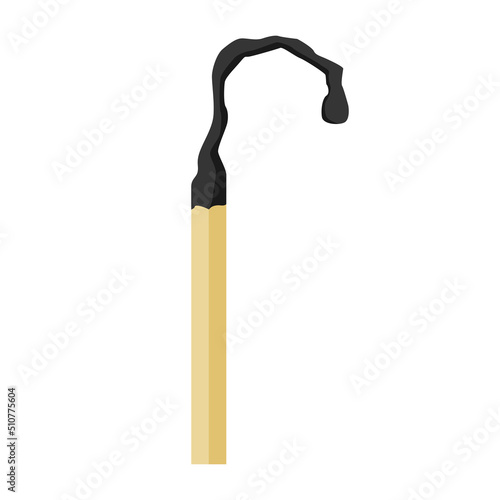 The color icon is a burnt match. Used burnt match. Vector illustration isolated on a white background for design and web.