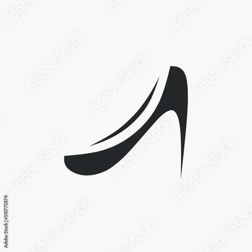 Woman shoes minimalist logo. Simple negative space vector design. 