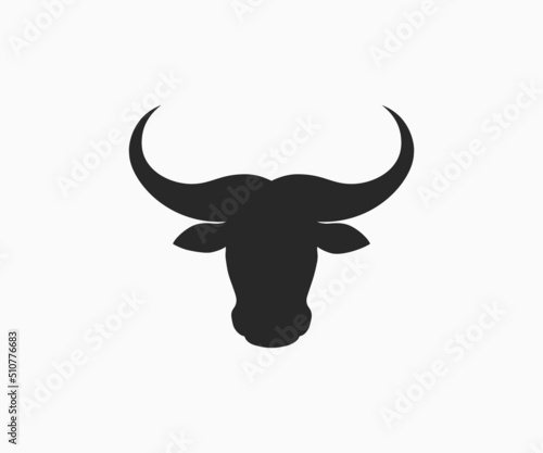 Silhouette bull head vector icon. Silhouette buffalo head vector icon. Taurus head silhouette