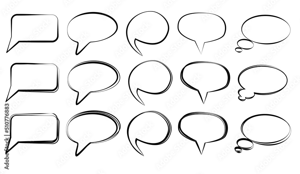 Fototapeta premium Set of contour icons empty speech bubbles isolated on white background. Design element.