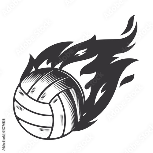 Hot volleyball fire logo silhouette. volleyball graphic design logos or icons. vector illustration..