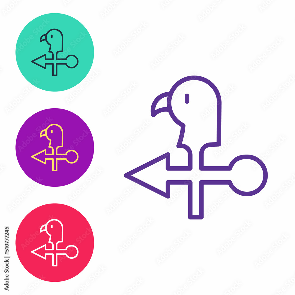 Set line Rooster weather vane icon isolated on white background. Weathercock sign. Windvane rooster. Set icons colorful. Vector Set line Rooster weather vane icon isolated on white background. Weathercock sign. Windvane rooster. Set icons colorful. Vector