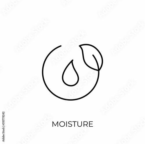 Moisture and nutrition icon for revitalizing and hydrating face beauty product. Editable stroke. Vector stock illustration isolated on white background for packaging design.