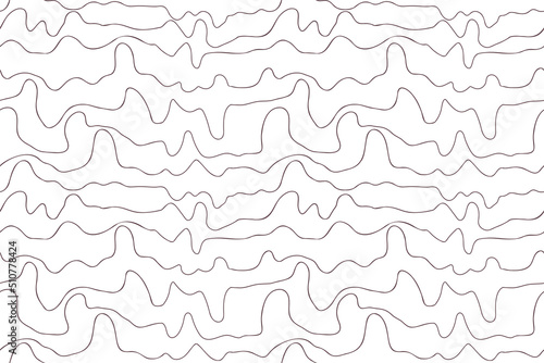 Cardiogram line seamless pattern. Sea waves curved lines, irregular scribbles, ripple, trembling hand. Abstract minimal template cover textile home decor. Water texture background