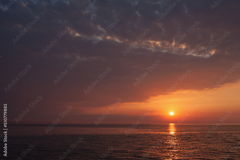 Sunset over the sea: on passage in the Adriatic from Lošinj, Croatia to Venice, Italy