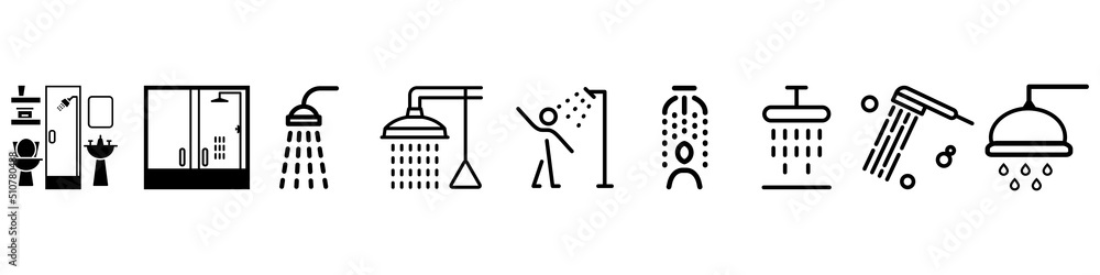 Shower icon vector set. hygiene illustration sign collection. bath symbol.