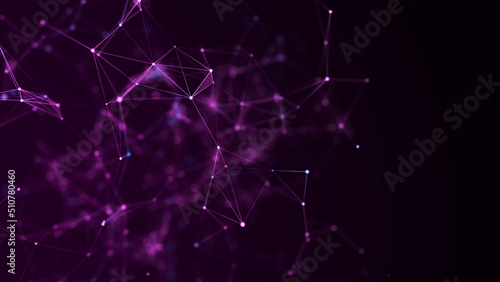 Abstract geometric background with connecting points and lines. Abstract blue digital background. Network concept. Big data complex with compounds. 3D rendering. © Vitalii