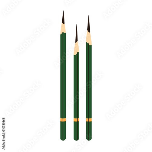 Lead pencils with sharp graphite tips. Sharpened pointed nibs of used wooden ...