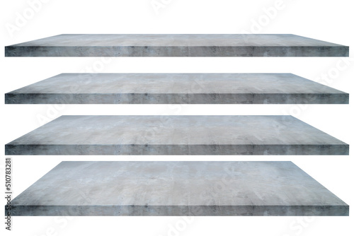 Cement floor isolated on white background. Concrete shelf for product display.