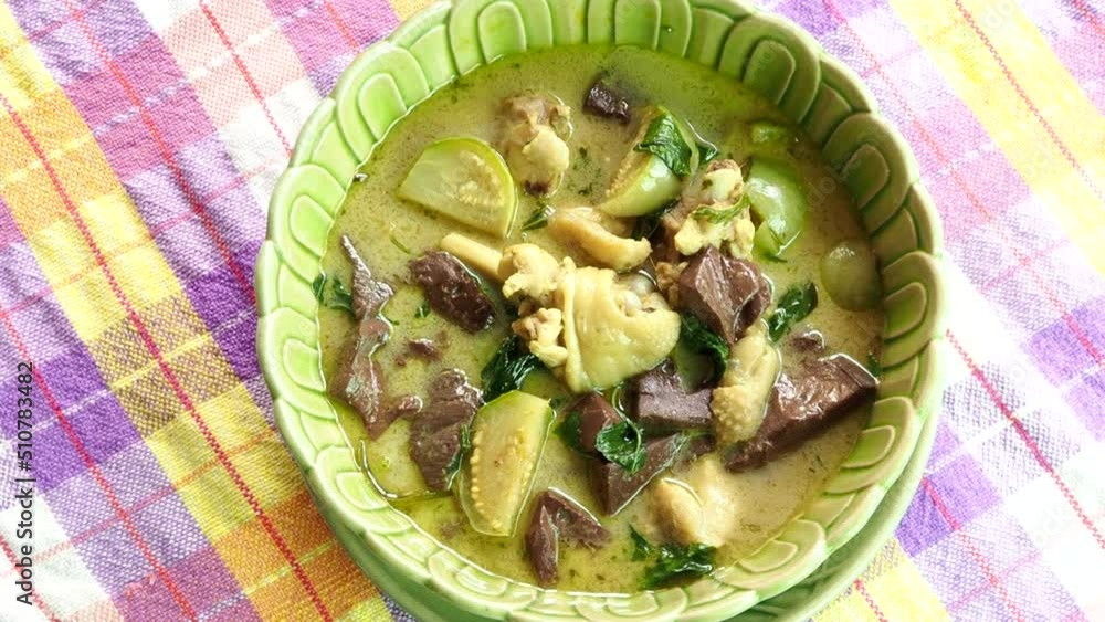 Thai green curry in bowl, in studio Chiangmai Thailand. Thai green curry in bowl, in studio Chiangmai Thailand.
