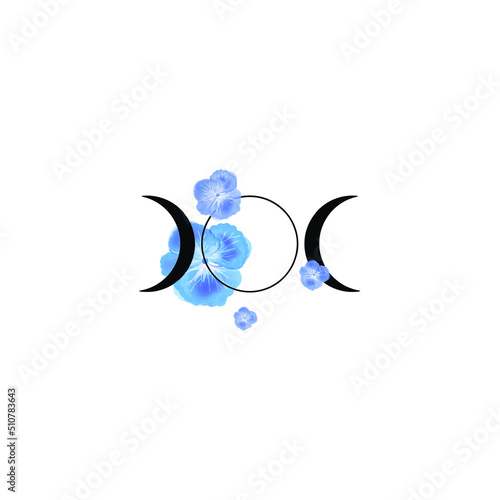 Japanese Hydrangea petals and triple moon goddess tattoo idea