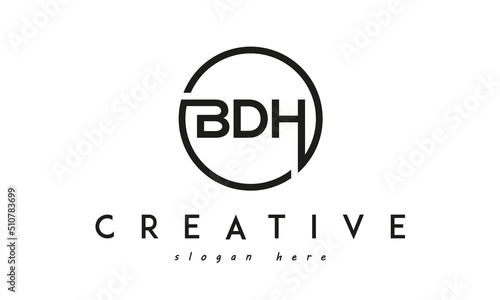 initial BDH three letter logo circle black design photo