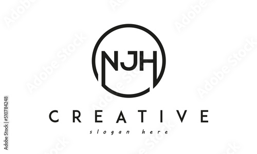 initial NJH three letter logo circle black design