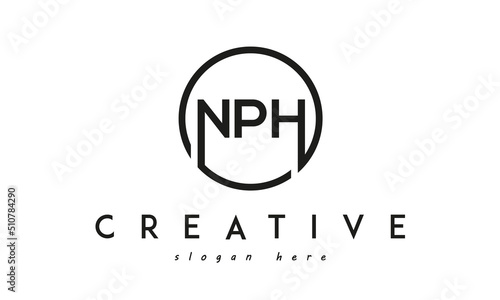 initial NPH three letter logo circle black design photo