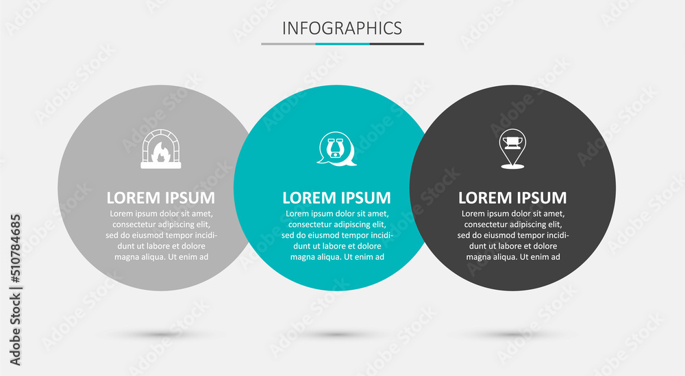 Fototapeta premium Set Horseshoe, Blacksmith oven and anvil tool. Business infographic template. Vector