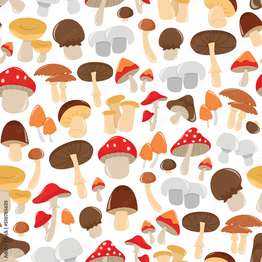 Cartoon Mushrooms Seamless Pattern Background Cartoon Mushrooms Seamless Pattern Background