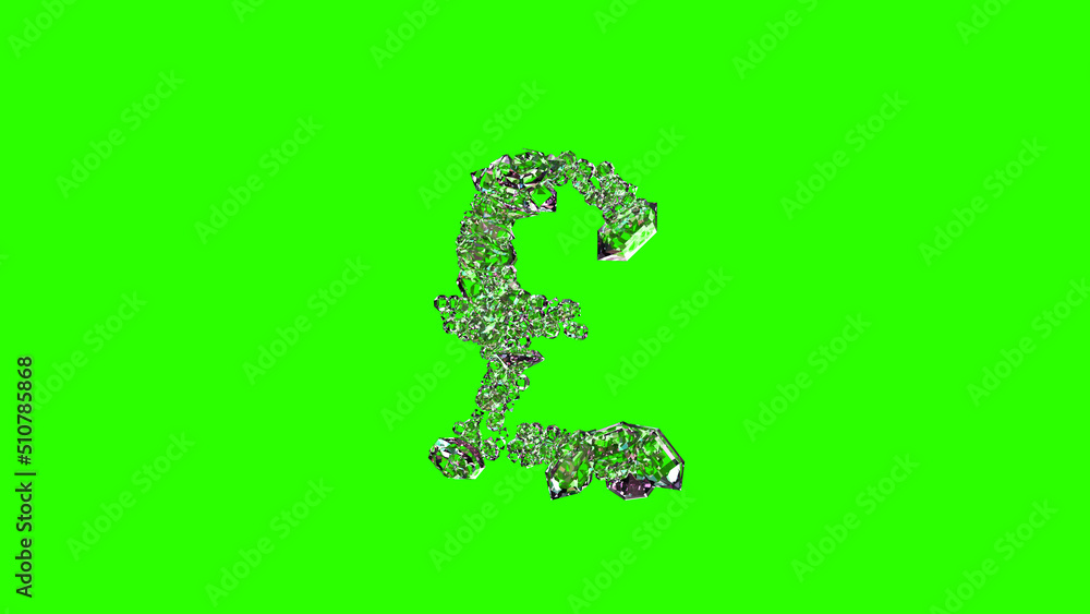 lighting transparent brilliants pound symbol on green screen, isolated - object 3D rendering lighting transparent brilliants pound symbol on green screen, isolated - object 3D rendering