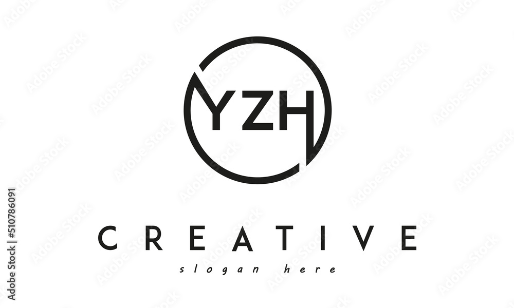 initial YZH three letter logo circle black design initial YZH three letter logo circle black design