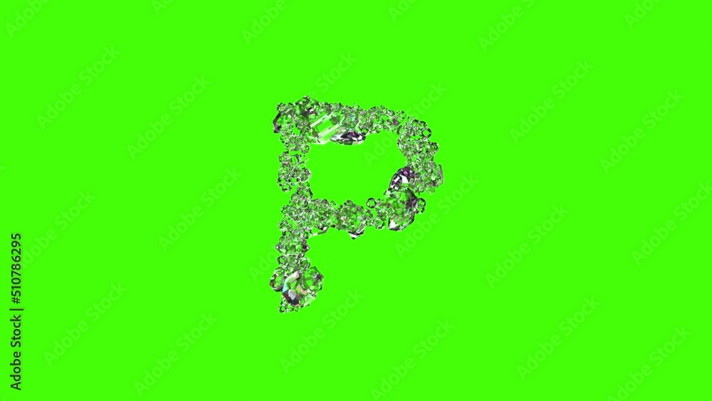 clear brilliants crystal font - letter P on green screen, isolated - loop video clear brilliants crystal font - letter P on green screen, isolated - loop video