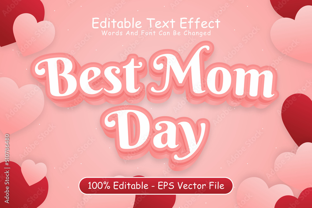Best Mom Day Editable Text Effect 3 Dimension Emboss Modern Style