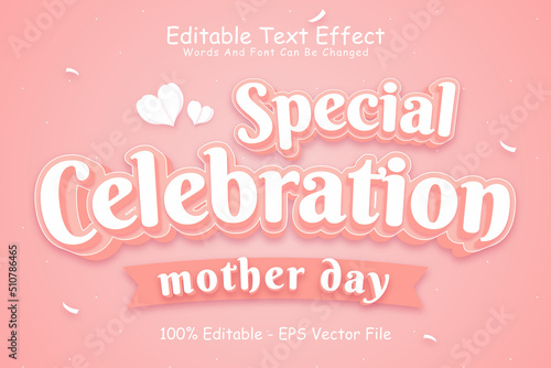 Special Celebration Mother Day Editable Text Effect 3 Dimension Emboss Cartoon Style