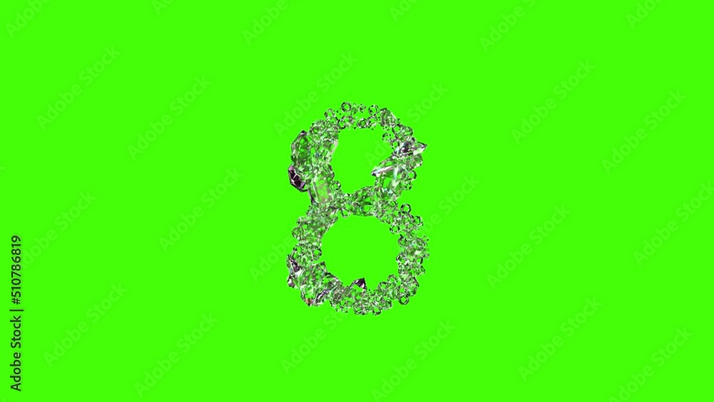 clear diamonds crystal alphabet - number 8 on chroma key screen, isolated - loop video clear diamonds crystal alphabet - number 8 on chroma key screen, isolated - loop video