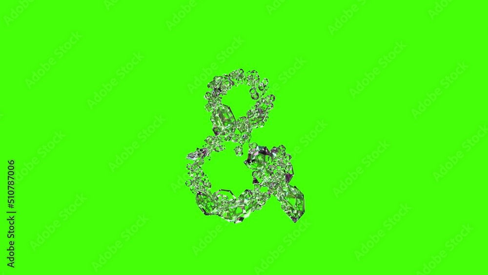 clear brilliants crystal font - ampersand on chroma key screen, isolated - loop video clear brilliants crystal font - ampersand on chroma key screen, isolated - loop video