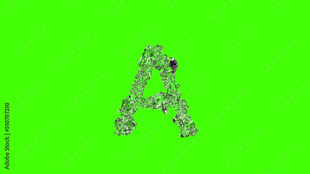 clear brilliants crystal alphabet - letter A on green screen, isolated - loop video clear brilliants crystal alphabet - letter A on green screen, isolated - loop video