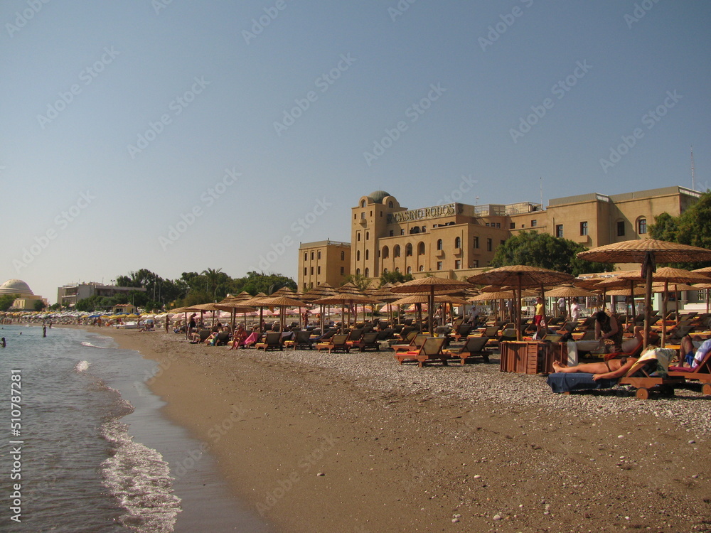 view of the Rhodes beach and Casino Rhodes Greece