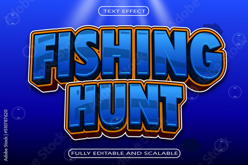 Fishing Hunt Editable Text Effect 3 Dimension Emboss Modern Style