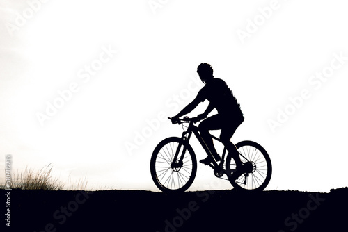 Mountain biker silhouette with clipping path, easy to use.