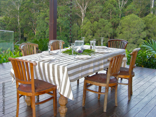  dining table set for celebration out in garden © Debbie