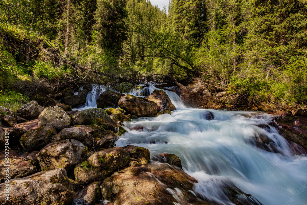 waterfall in the mountains