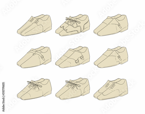 ベージュの革靴のイラストセット