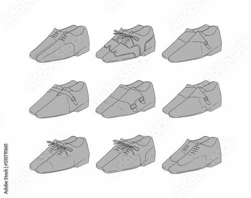 グレーの革靴のイラストセット