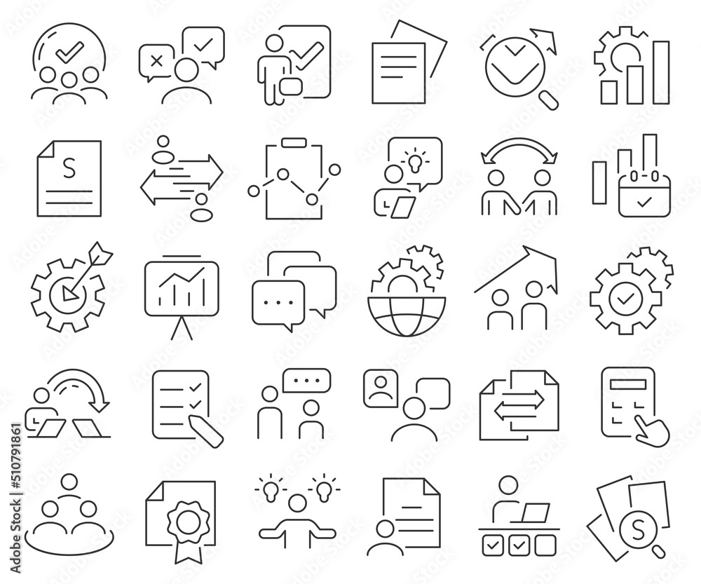 Business process line icons collection. Thin outline icons pack. Vector illustration eps10