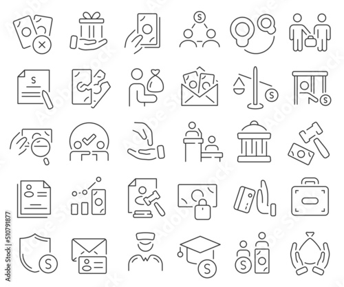 Corruption line icons collection. Thin outline icons pack. Vector illustration eps10